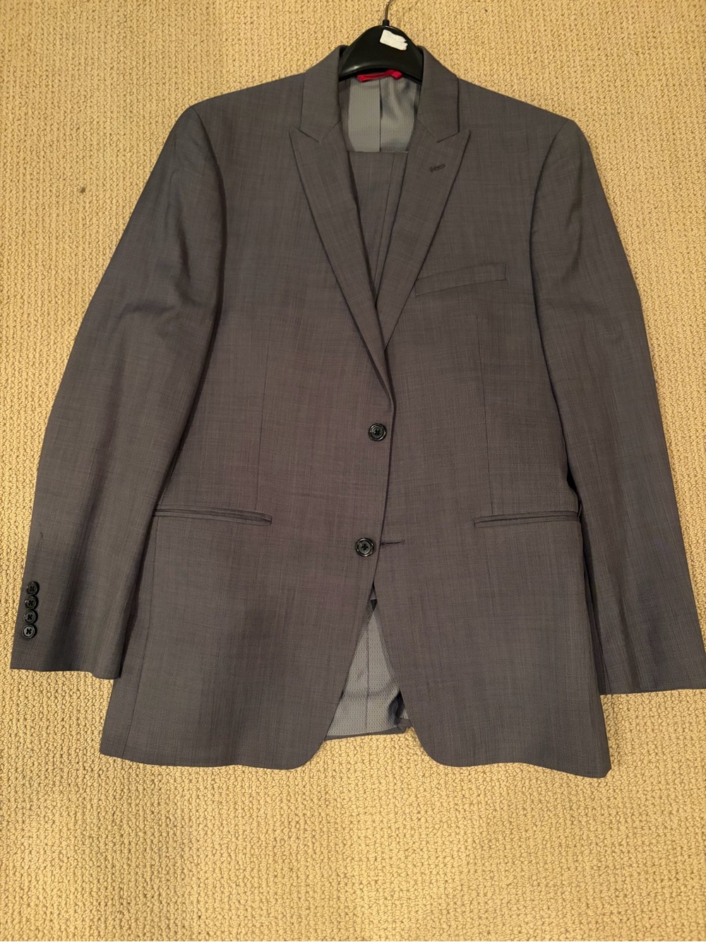 Alfani Slim Fit Pants & Jacket 100% Wool 2 pc Suit Charcoal 40R Pants 36x30